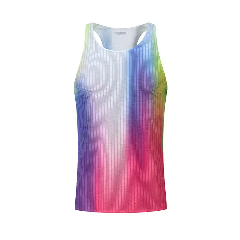 Men's Colorful Sports Tank Top Summer Outdoor Running Gym Fitness Sleeveless Vest Marathon Professional Quick Dry O-Neck Clothes
