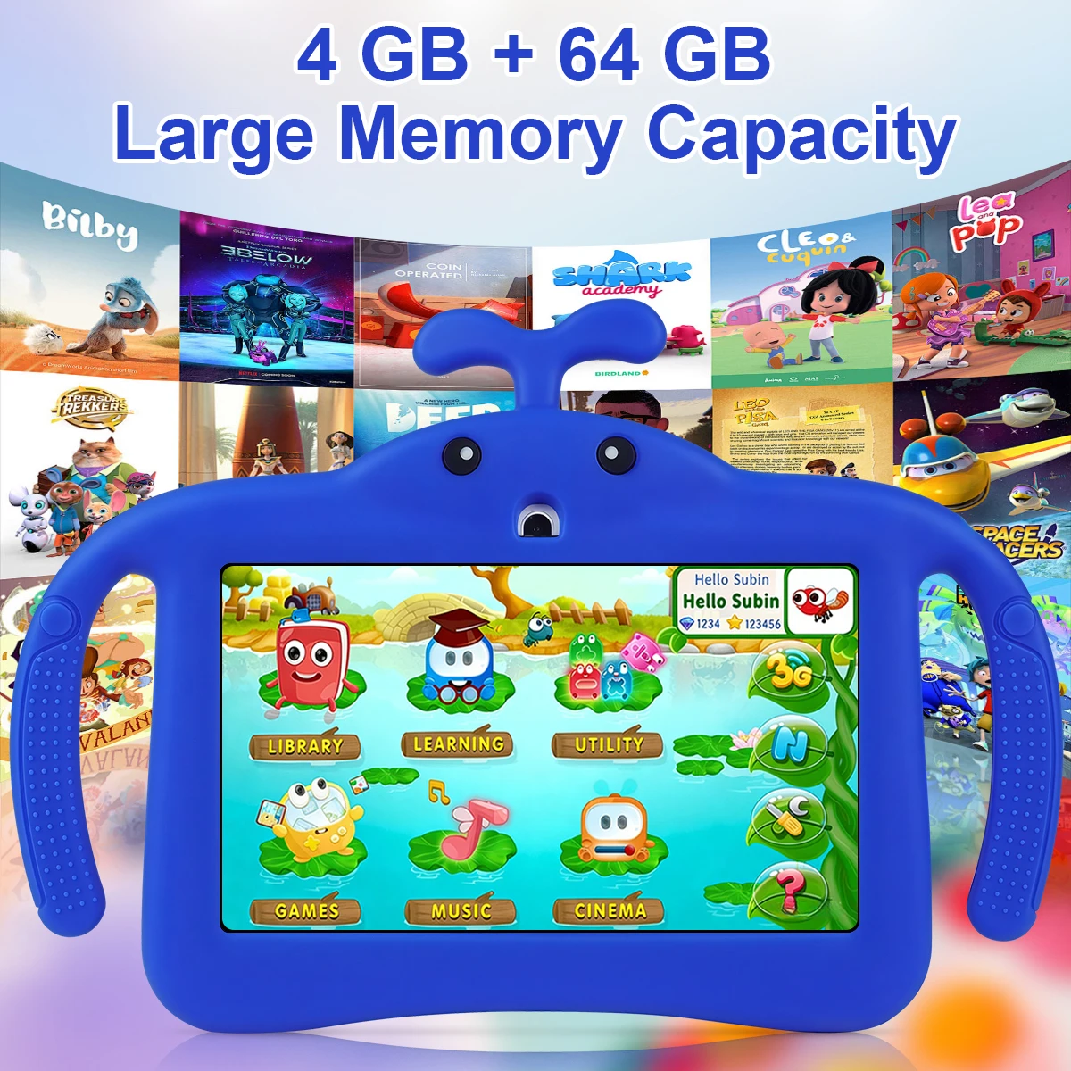 5G Wi-Fi 7 Inch Kid Tablet 4GB RAM 64GB ROM 3500mAh Battery Dual Camera Children's Android 14 Gift Kids view 4