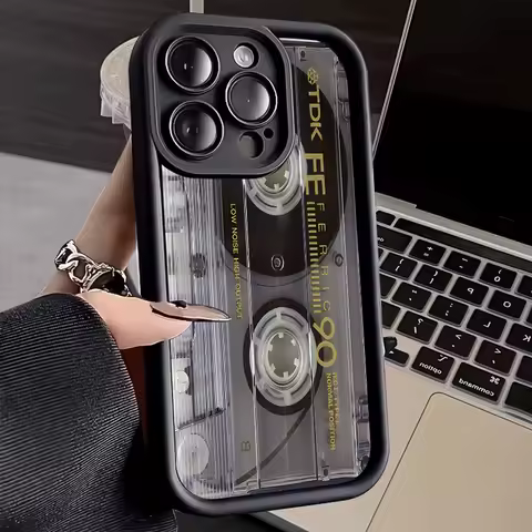 Retro Style Cassette Tape Pattern Phone Case For Samsung Galaxy S25 S24 S23 S22 S21 S20 FE Plus Ultra A15 A35 A54 A55 Soft Cover