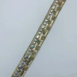 Sequin Embroidery Flower Lace Fabric Trim Ribbon, DIY Sewing Applique Decor, 1 Yards