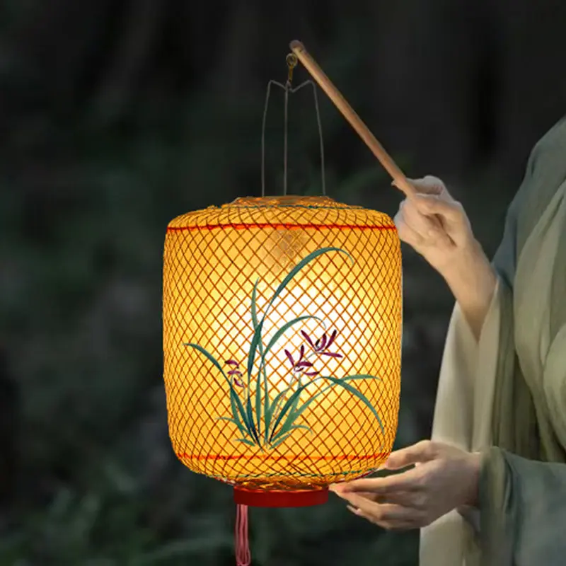 Bamboo woven oil paper portable lantern ancient costume Hanfu night scene photography props