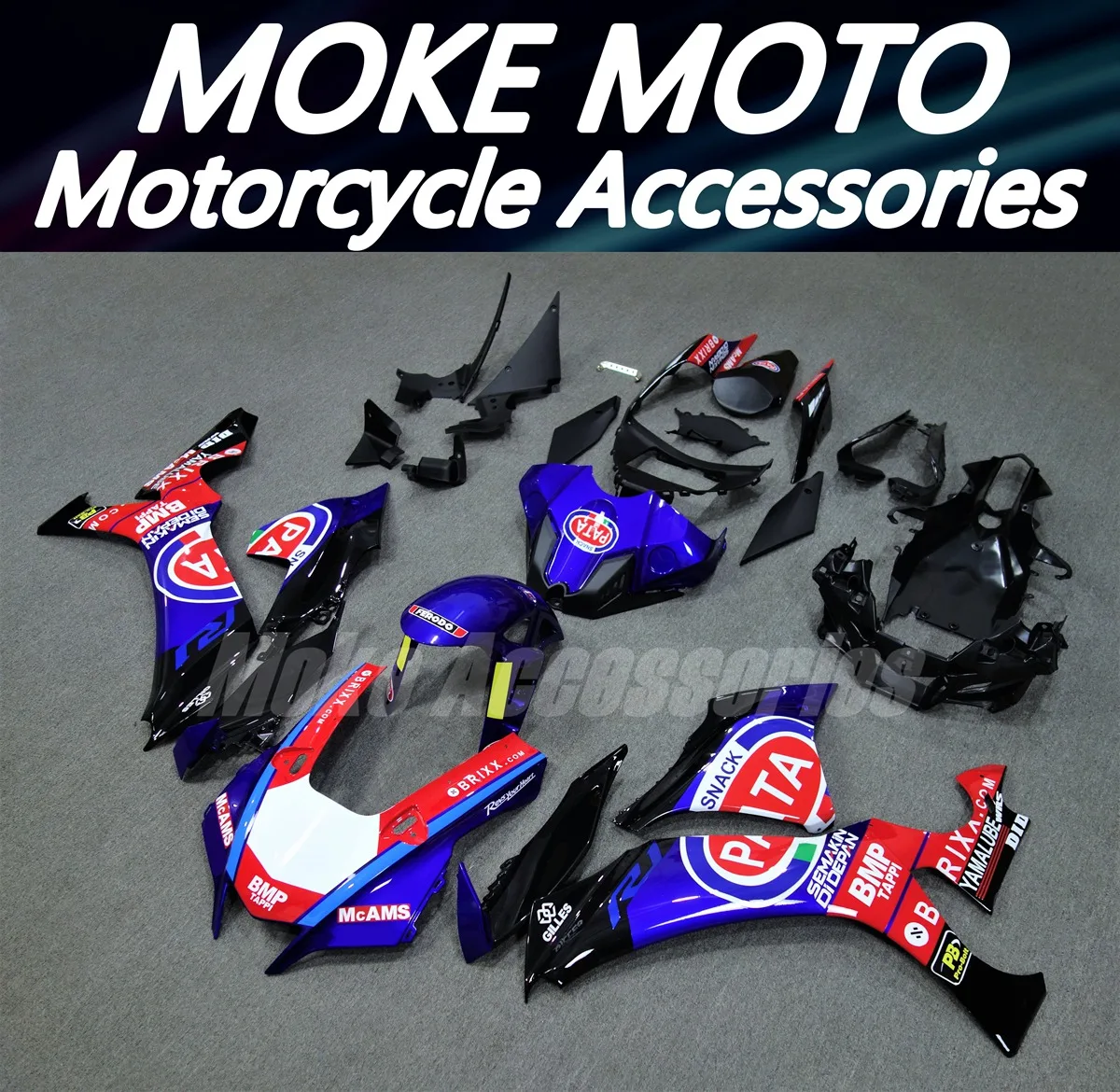 

Moke moto Motorcycle Fairings Kit Fit For Yzf R1M R1 2020 2021 2022 2023 2024 Bodywork Set High Quality Injection Blue Red PATA