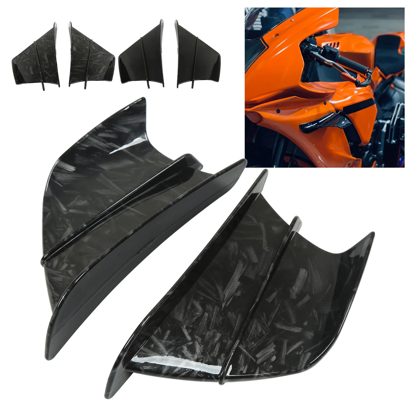 أجنحة هوائية للدراجة النارية من الجانب سبويلر أمامي هدية لدراجة نارية NINJA400 NINJA250 Z900 Z1000 جناح هوائي للدراجة النارية