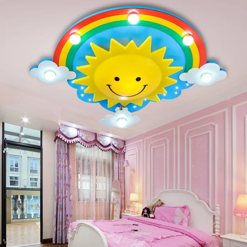 Rainbow Sun Clouds LED Kids Room Ceiling Light Cartoon Bedroom Light Creative Cute Men Girl Room lamp Smiling face lamp LU721174