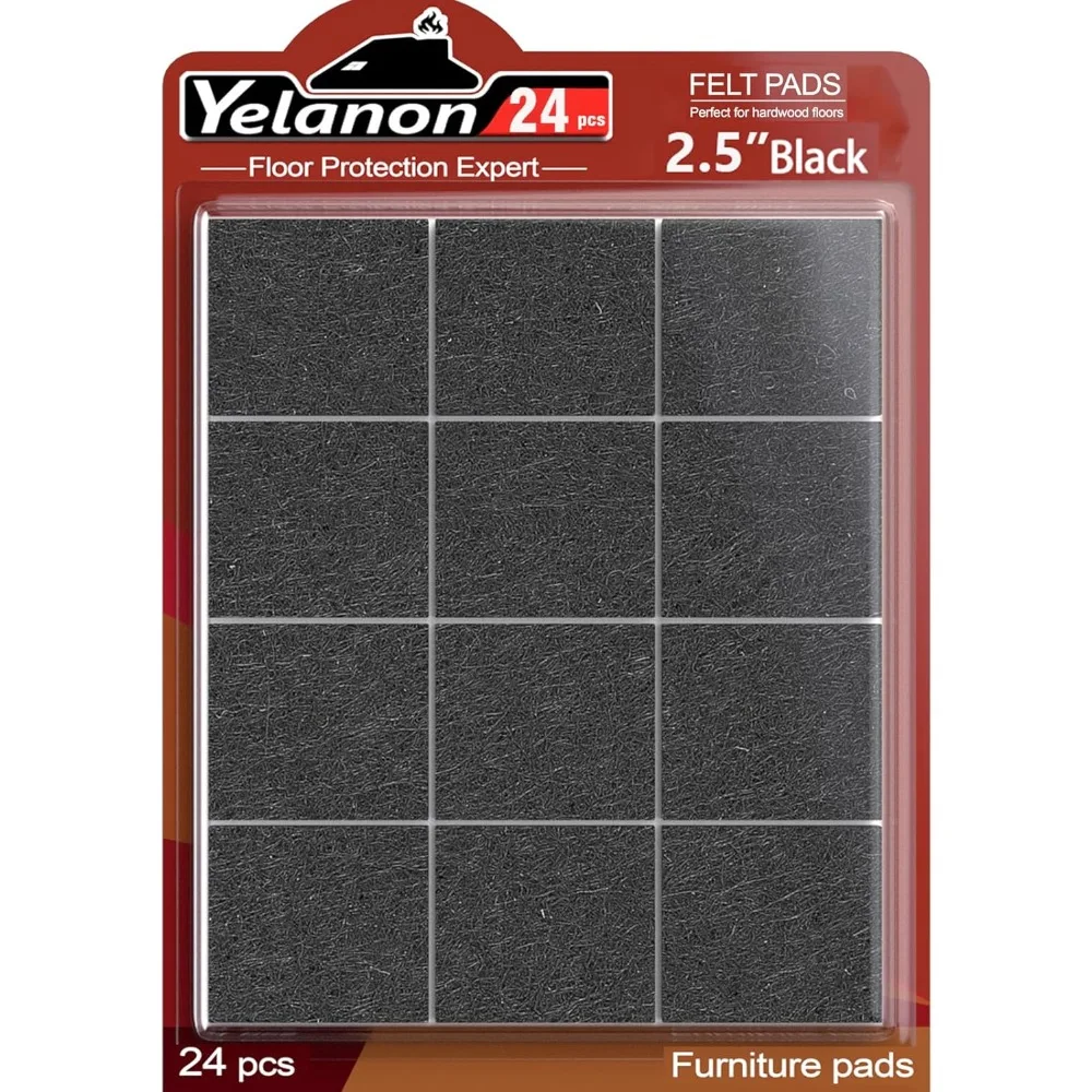 

Felt Furniture Pads for Hardwood Floors -24 Pcs 2.5 Premium Felt Pads for Chair Legs, Floor Protectors for Furniture Bla