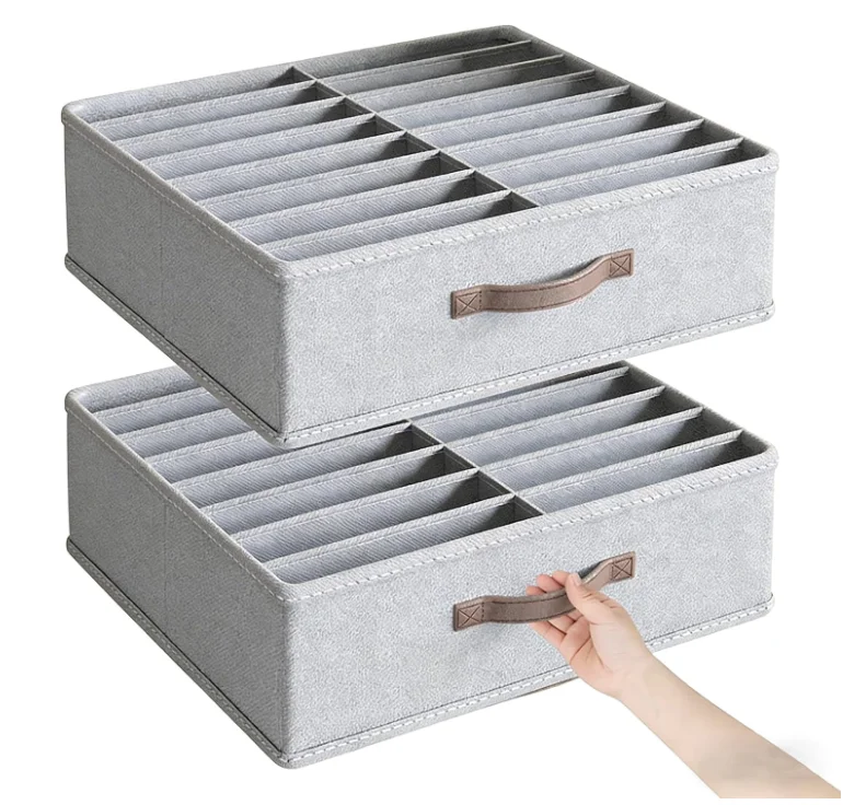 1pc  Dual-Column 16-Grid Clothes Organizer, Drawer-Type Closet Storage Box  Foldable Fabric Storage Drawer