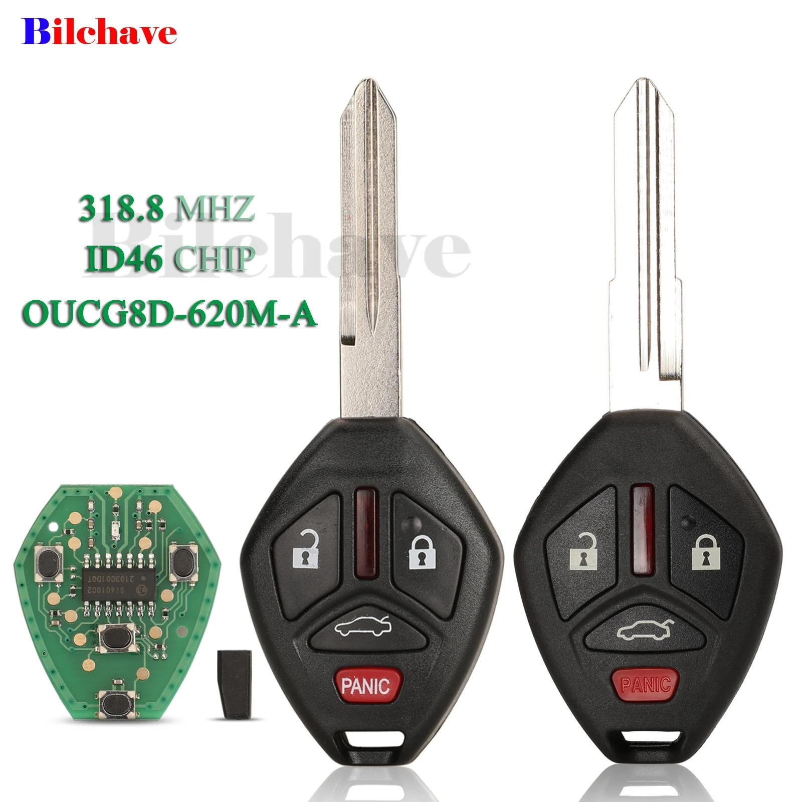 

jingyuqin 3 Buttons 313.8Mhz ID46 Chip Remote Car Key For Mitsubishi Galant Eclipse 2007-2012 OUCG8D-620M-A Replacement