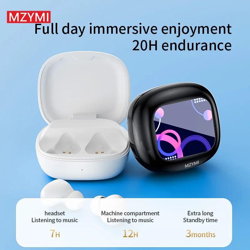 

MZYMI S09 MP3 Touch Screen Wireless Earphone Support TF Card Bluetooth5.4 Headset Active Noise Cancelling Sport Gaming Headset