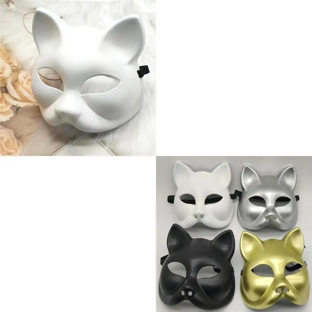 39BD Halloween Mask Cats Mask Mask Masquerade Mask Half Face Mask Animal Mask Dress Up Mask for Woman Man Children