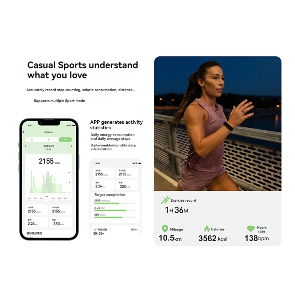 

Смарт-кольцо GROCE-R02 для мужчин и женщин с чехлом для зарядки, монитором здоровья, мультиспортивным режимом