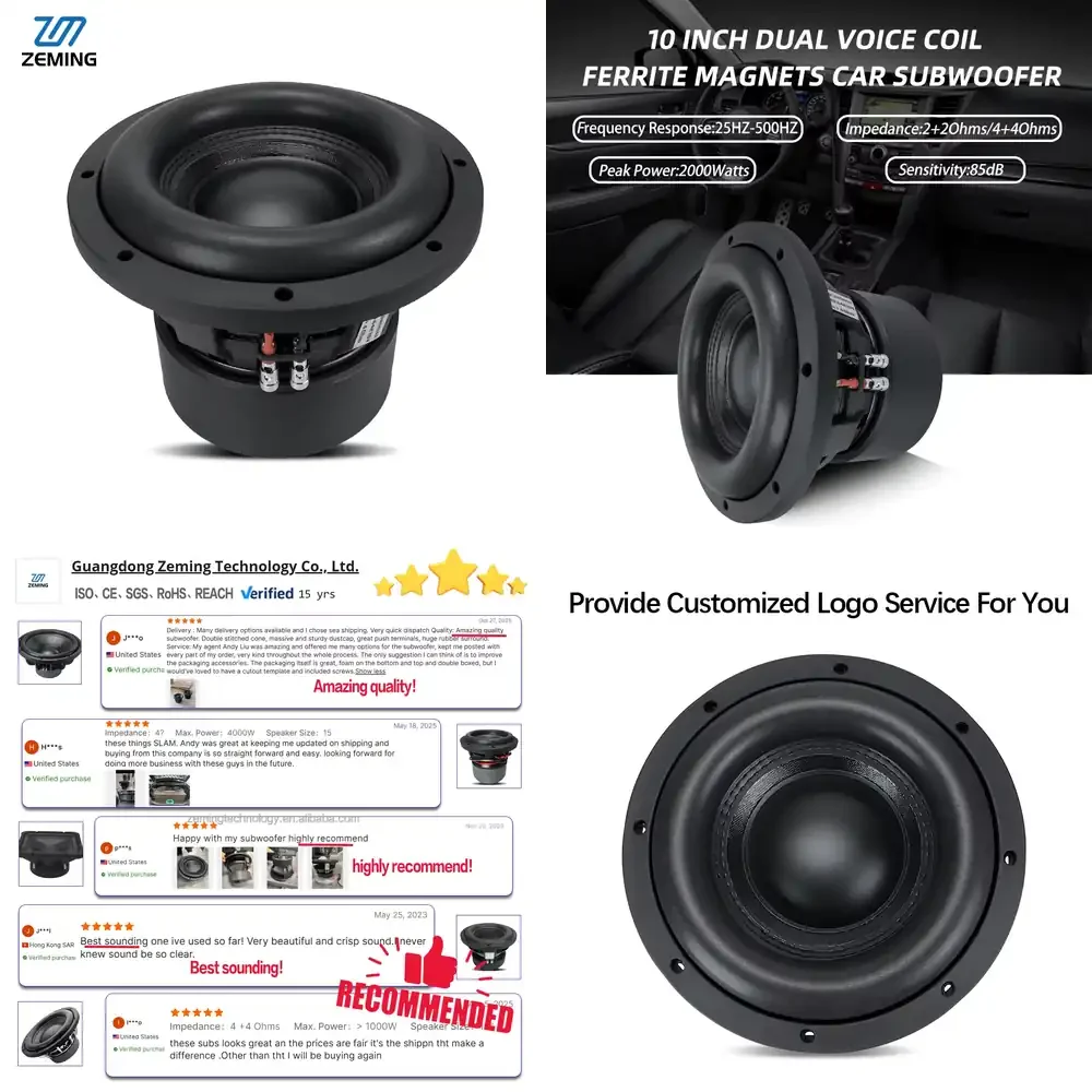 Zeming Audio JZ-103 Car Subwoofer 10 Inch 800W RMS Dual 4 Ohm Sub Woofer Car Audio Subwoofer Car Subwoofer 10 Inch
