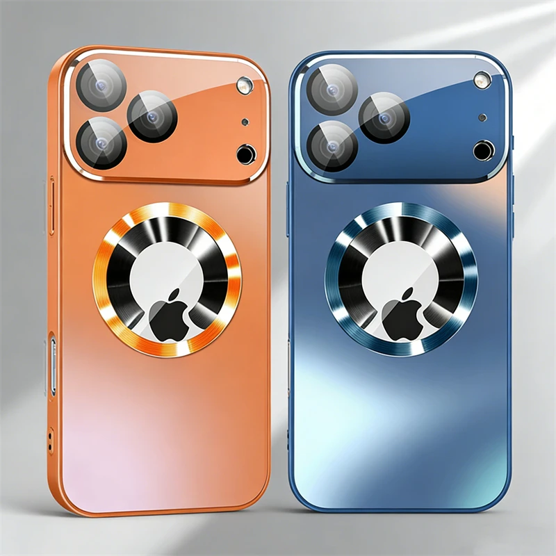 Luxuriöse Glas-Kamera-Hülle für MagSafe Magnetisches Kabelloses Laden für iPhone 17 15 14 13 12 11 16 Pro Max Air Plus Stoßfeste Abdeckung