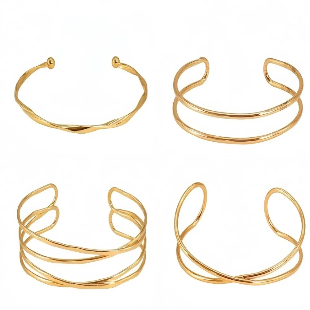 4/6pcs Trendy Geometric Arm Bracelet Bangle Jewelry Twisted Cuff Bracelet Open Stackable Upper Arm Bracelet Gift view 4