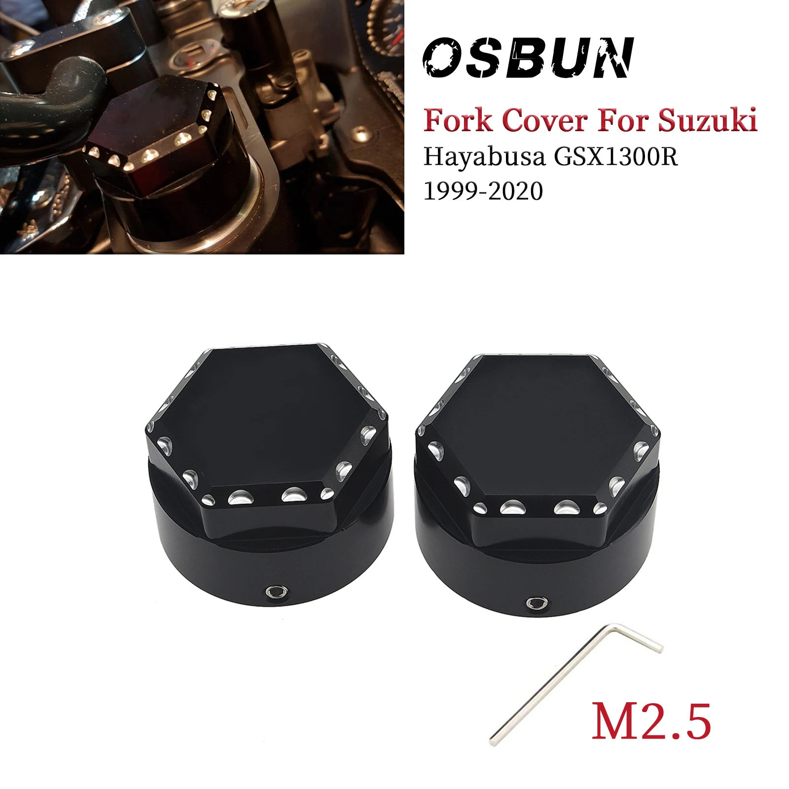 

2 Pcs Triple Tree Stem Yoke Fork Cap Cover Kit Compatible With Suzuki Hayabusa GSX1300R 1999-2020 Motorcycle Accessories Black