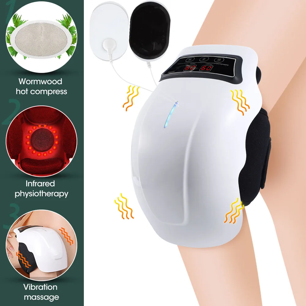 

Electric Knee Massager Mugwort Hot Compress Infrared Therapy Knee Pads For Joints Pain Relief Vibration Leg Massage Machine