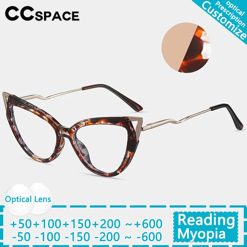 

New Metal TR90 Cat Eye Women Reading Glasses Luxury Leopard Anti Blue Light Presbyopic Eyewear Optics Prescription Eyeglass