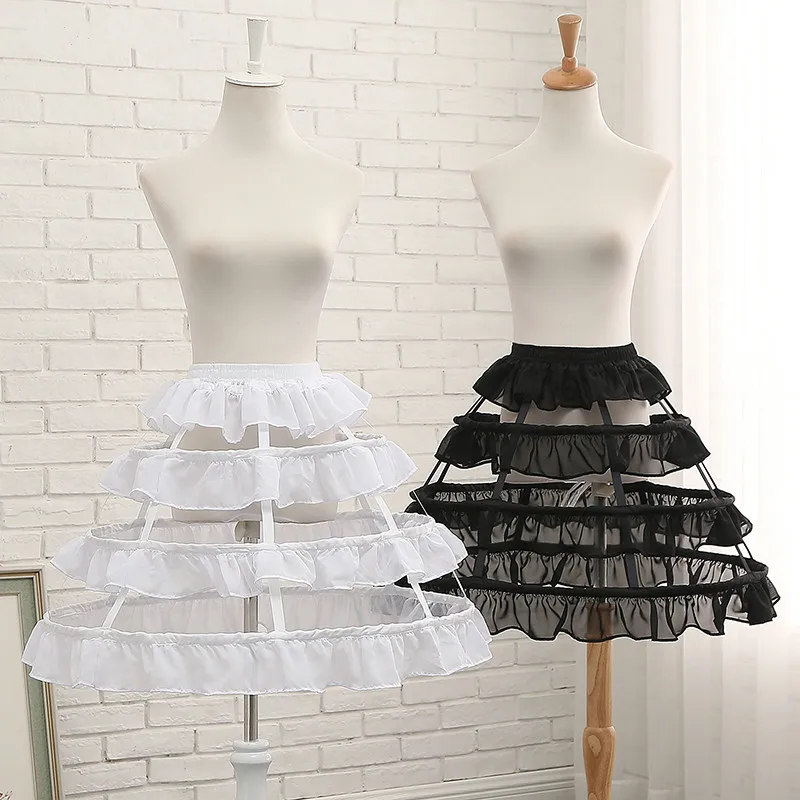 Black or White 3 Hoop Short Petticoats for Wedding Lolita Rockabilly Girl Fluffy Woman Underskirt Crinoline Pettycoat Hoop Skirt