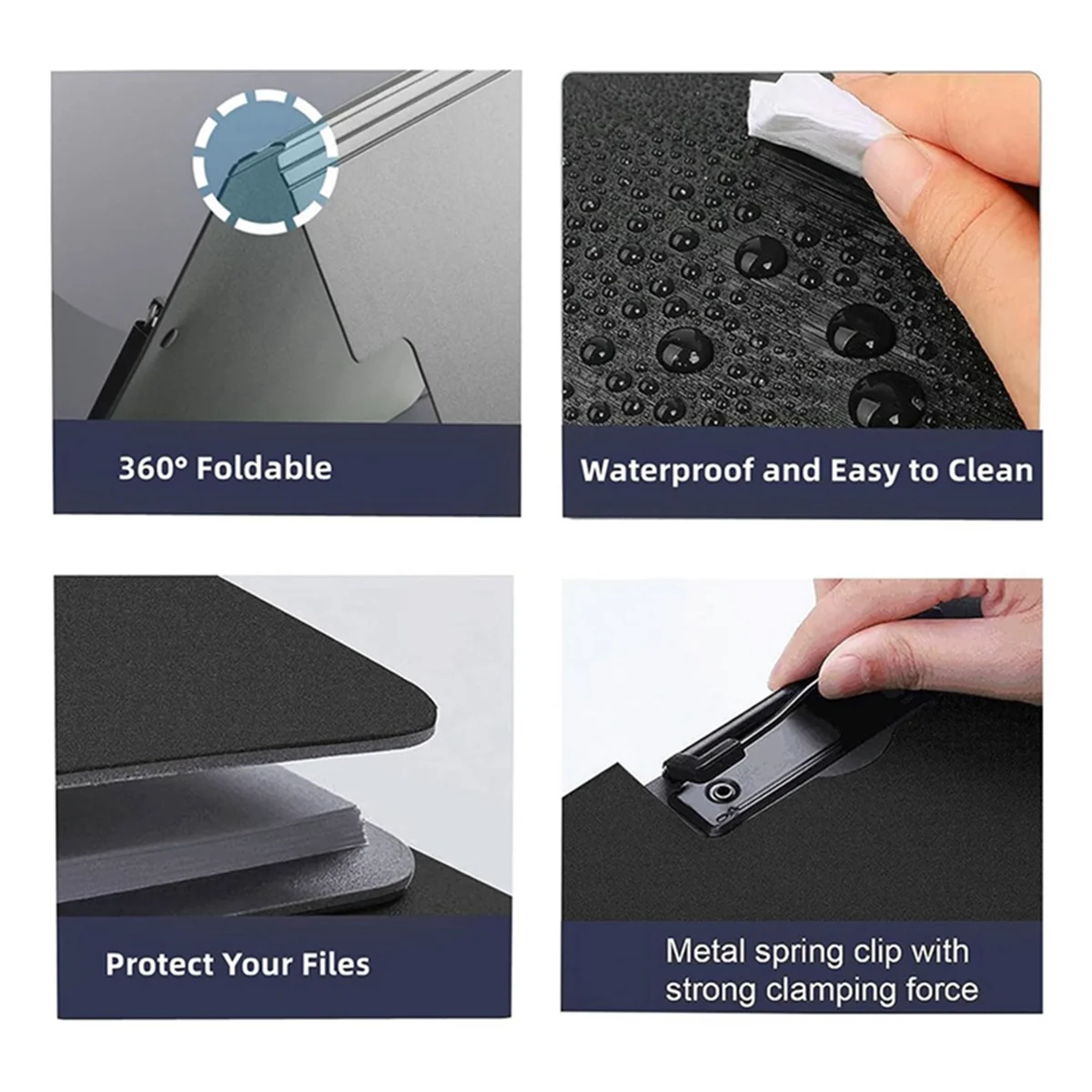 Dual Clip Clipboard Folder, 6-Pack A4 Foldable Clipboard Folder Flip Writing Pad for School Office