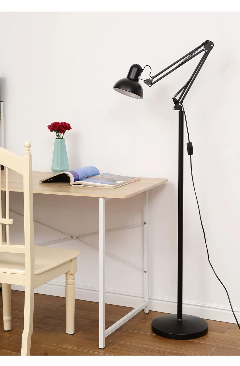 BOSSEN Long Arm Folding Floor Lamp LED Eye Protection Study Living Room Bedroom Study Room Vertical Table Lamp