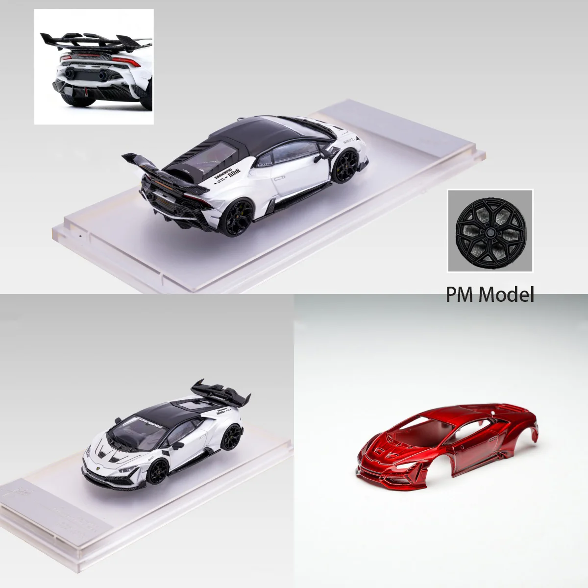 

Presale King Model 1:64 Huracan Darwin Lilith Metallic White Transparent Red Alloy Car Model