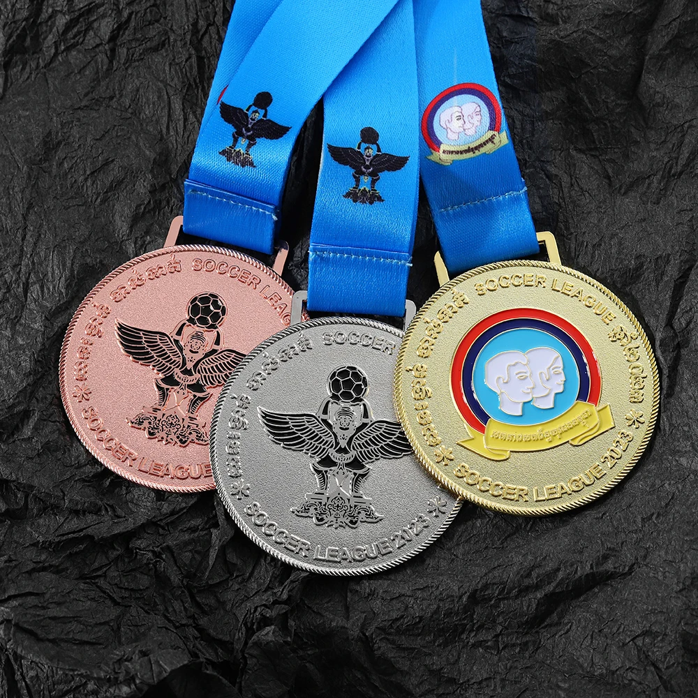 Manufacturer Wholesale Custom Race Blank Zinc Alloy 3D Gold Award Marathon Running Custom Metal Sport Medal With Ribbon