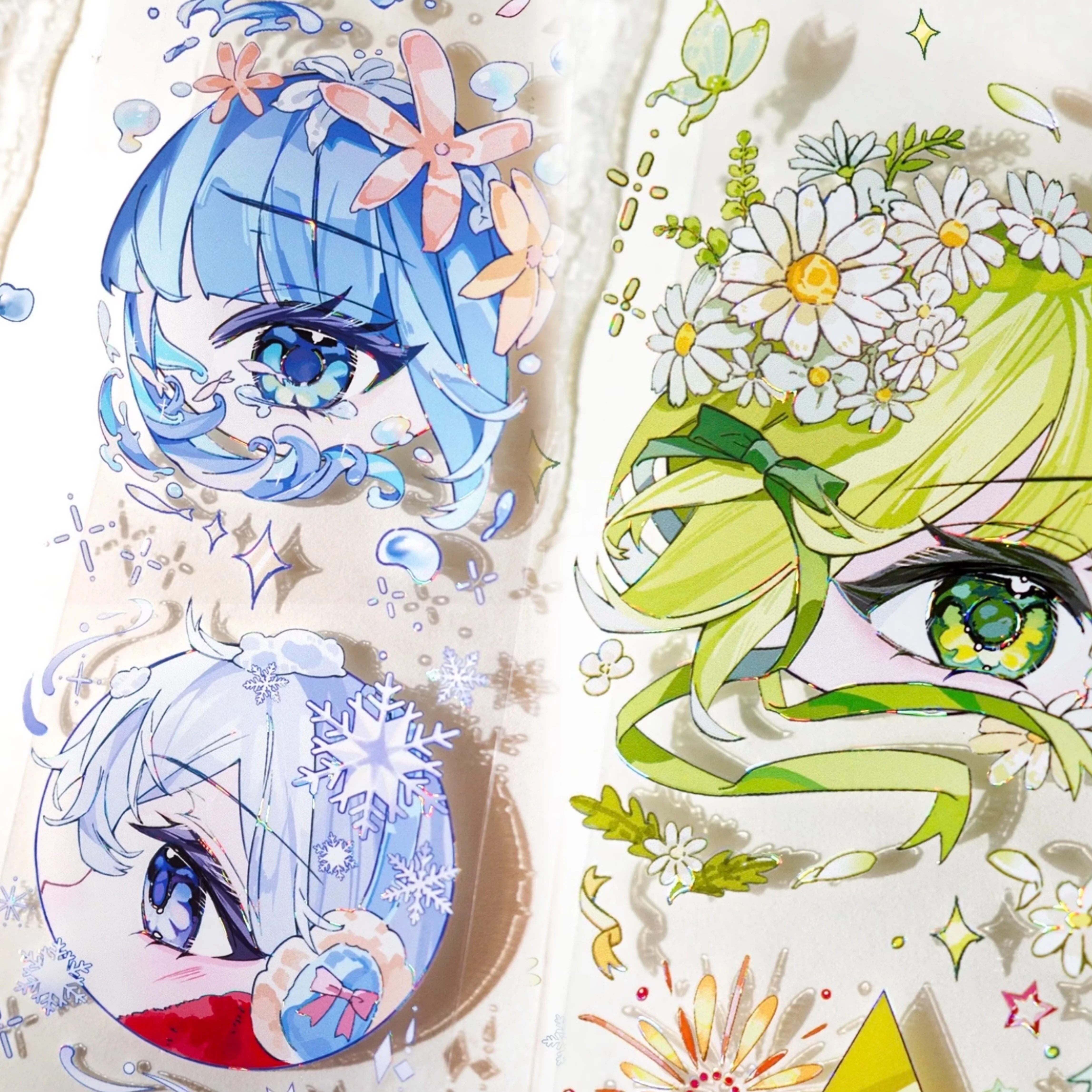 

Looking back fantasy cartoon anime wind eye phone case back card DIY Fengmi Yukiyama journal washi pet tape 1 loop