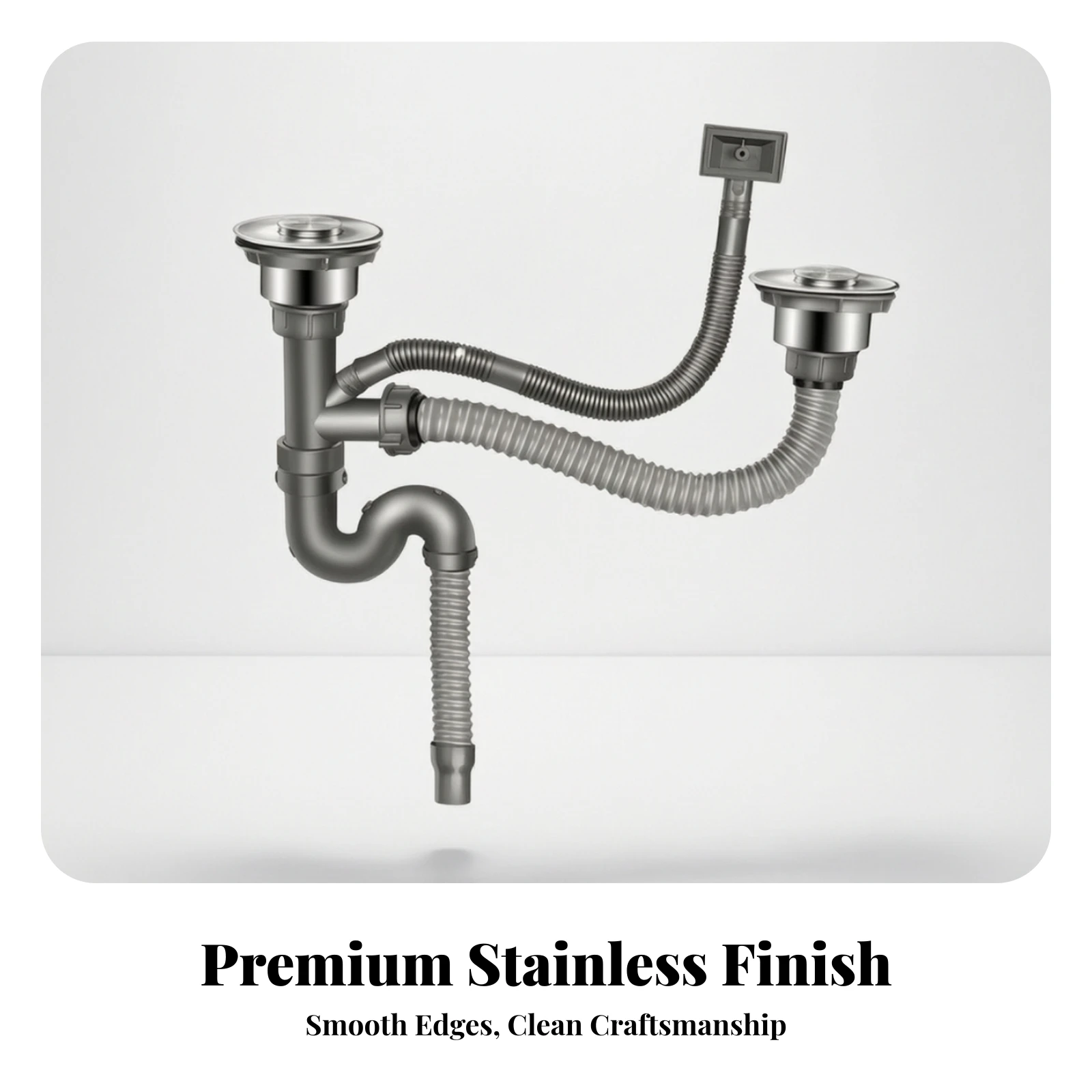 Double-Bowl Sink Drain Assembly Easy Installation Double Bowl Sink Drain Kit Plumbing Expandable Corrugated for Homeowners