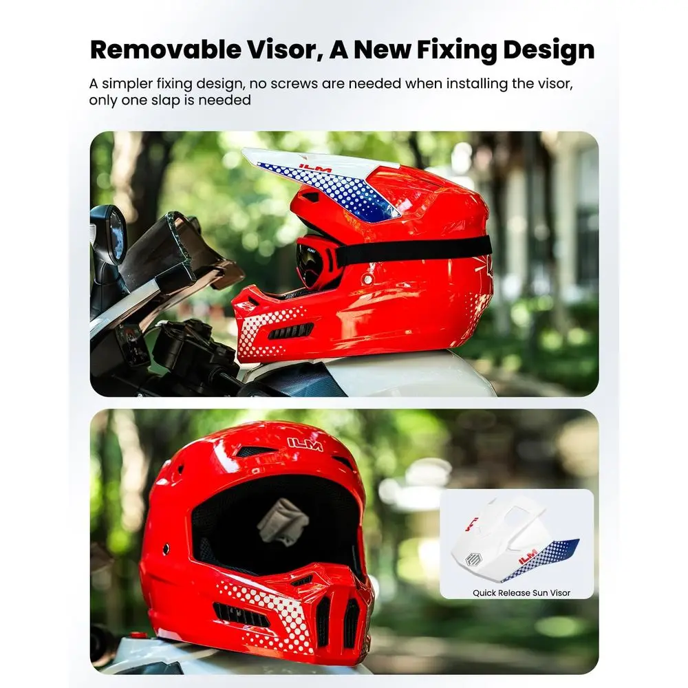Youth Dirt Bike Helmet with Goggles, Gloves, and Mask for Kids ATV, BMX, and Off-Road Riding (Popart Red, Youth-Medium)