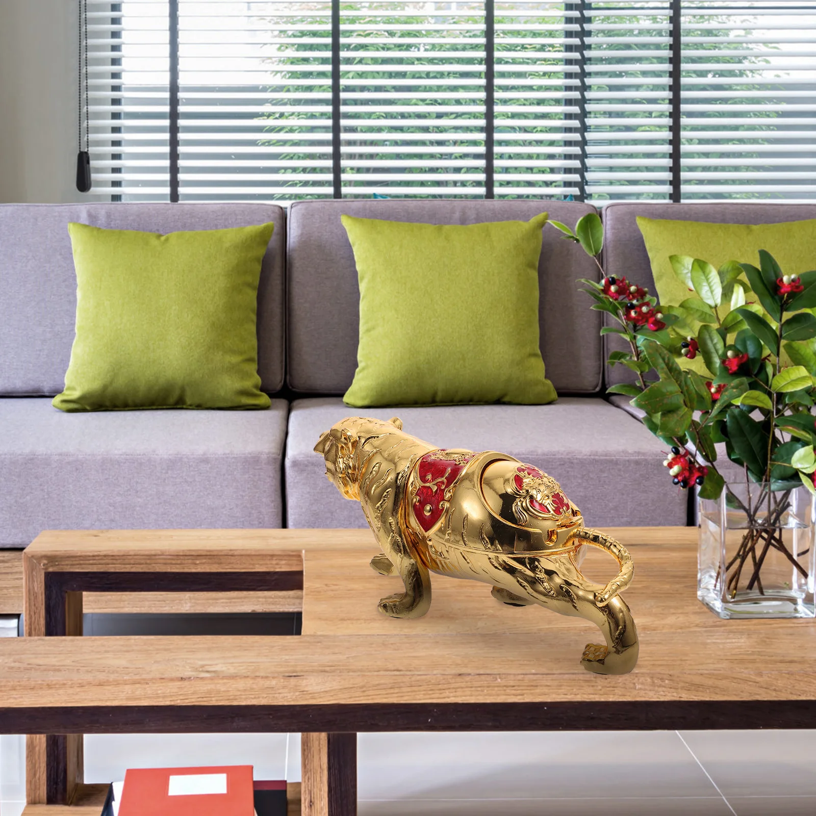 

Tiger Shaped Zinc Alloy Desktop Container Unique Lidded nament Cigarette Storage Home Lidded Ashtray nament Decor Gift