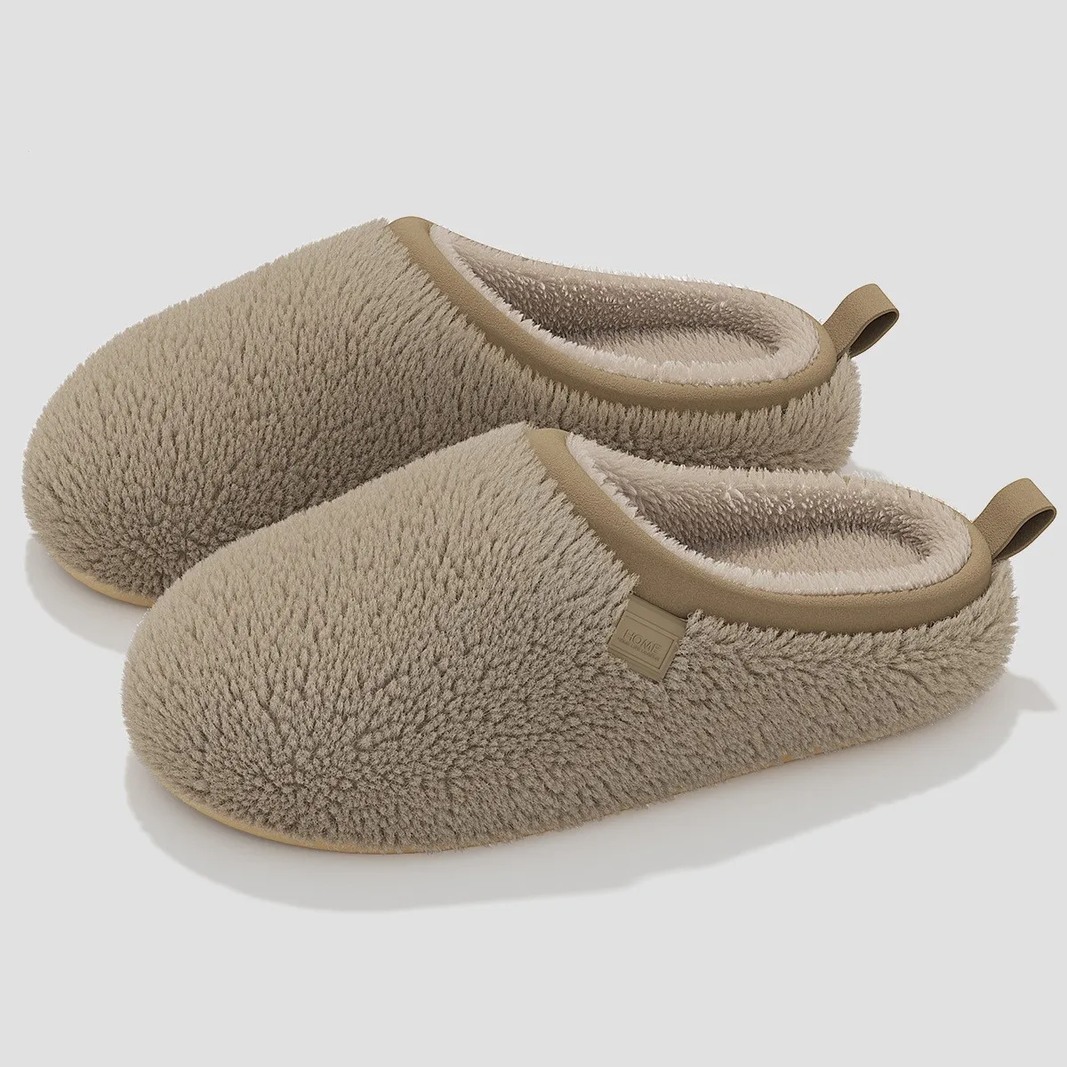 

Men Concise Winter Slippers Women Soft Fluffy Floor Shoes Couples Home Warm Plush Slides Non-Slip Indoor Furry Cotton Slippers