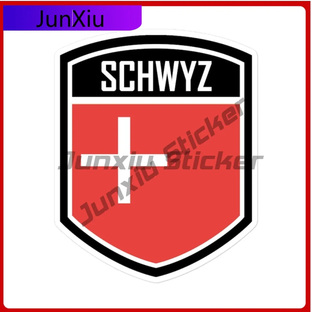 

Canton of Schwyz Stylish Custom Premium Switzerland Flag Emblem Vinyl Stickers Waterproof Decal for Front Rear Bumper