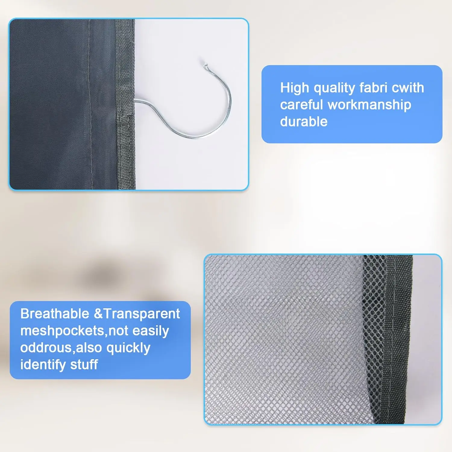 Organisateur de placard suspendu à 20 poches pour leggings, pantalons et jeans - Gris