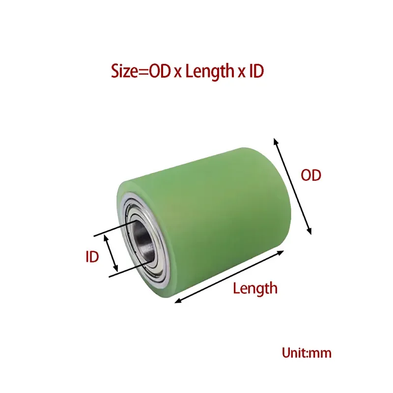 Polyurethane Coated Roller 90A Silicone Rubber Driven Wheel Double Bearing Design