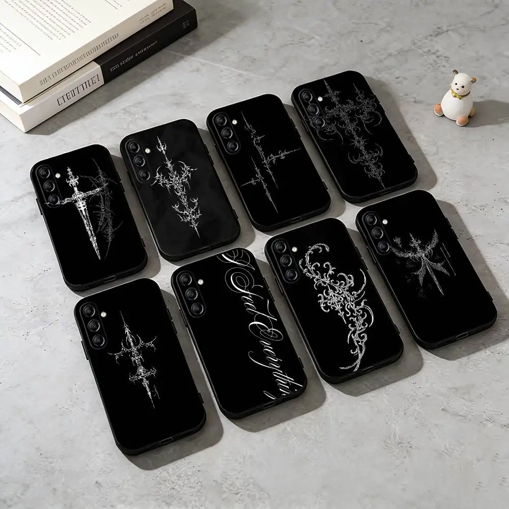 

Cyber Sigil Cross Phone Case For Samsung Galaxy A73,A72,A71,A70,A53,A52,A51,Others Soft Black Cover
