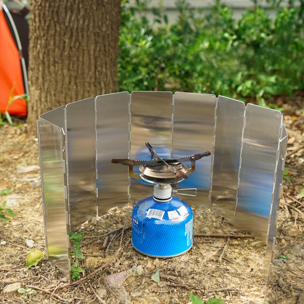 

16 Sheets Windproof Plate Stove Screen for Outdoor Cooking Bbq Screens Portable Camping Windshield Stainless Steel Windscreen