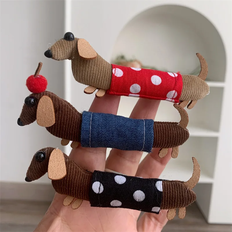 

Cute Dachshund Hair Clips Cartoon Animals Dog Hair Claw Splicing Sausage Dog and Cherry Hairpin Hair Accessories for Girls