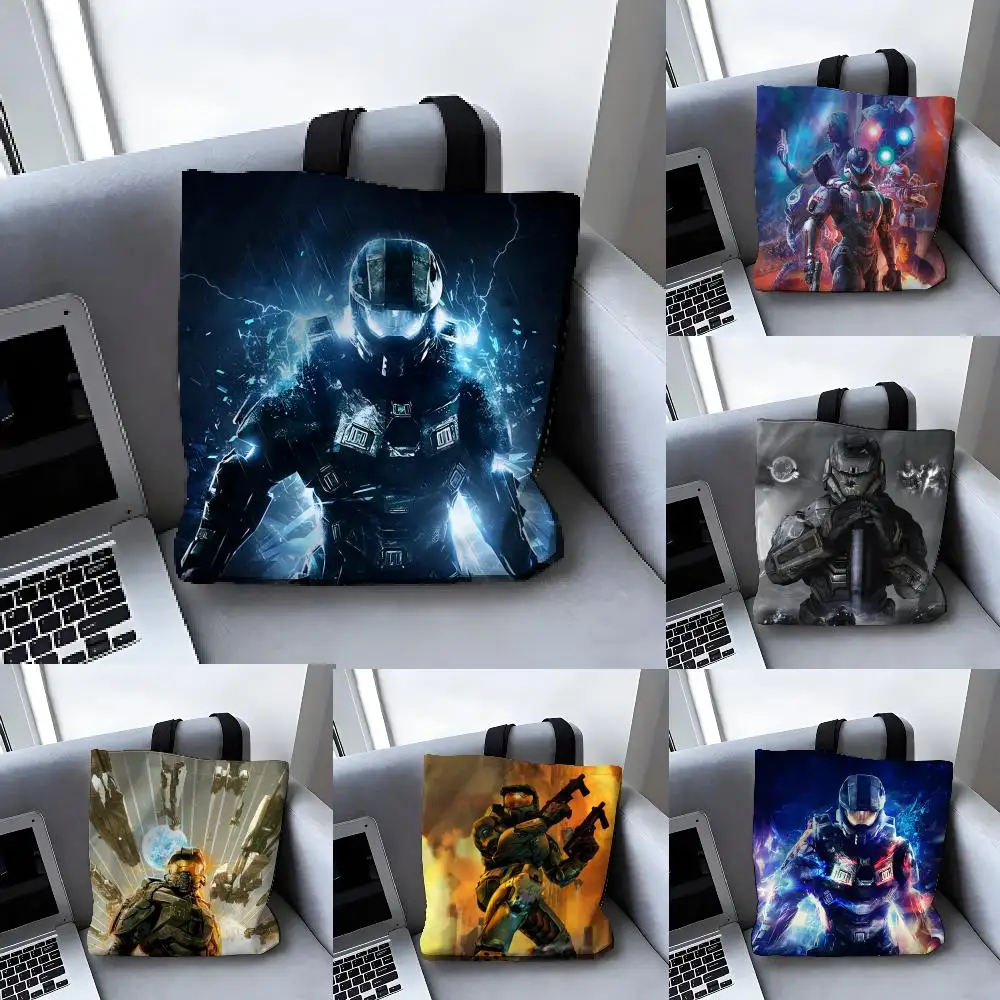 Aufbewahrungstaschen, Canvas-Einkaufstasche, große Designer-Handtaschen für Damen, Einkaufstaschen für Lebensmittel, Cool H-H-HaloS