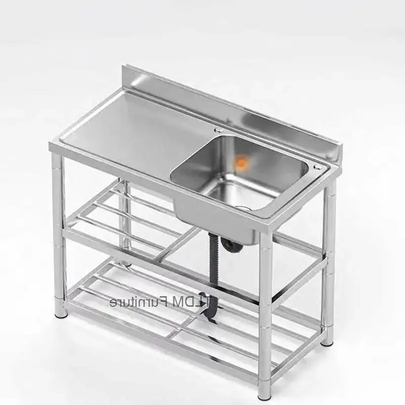 

Стальные уличные многофункциональные кухонные мойки из нержавеющей стали для ресторана, коммерческая интегрированная мойка для мытья посуды, утолщенная раковина