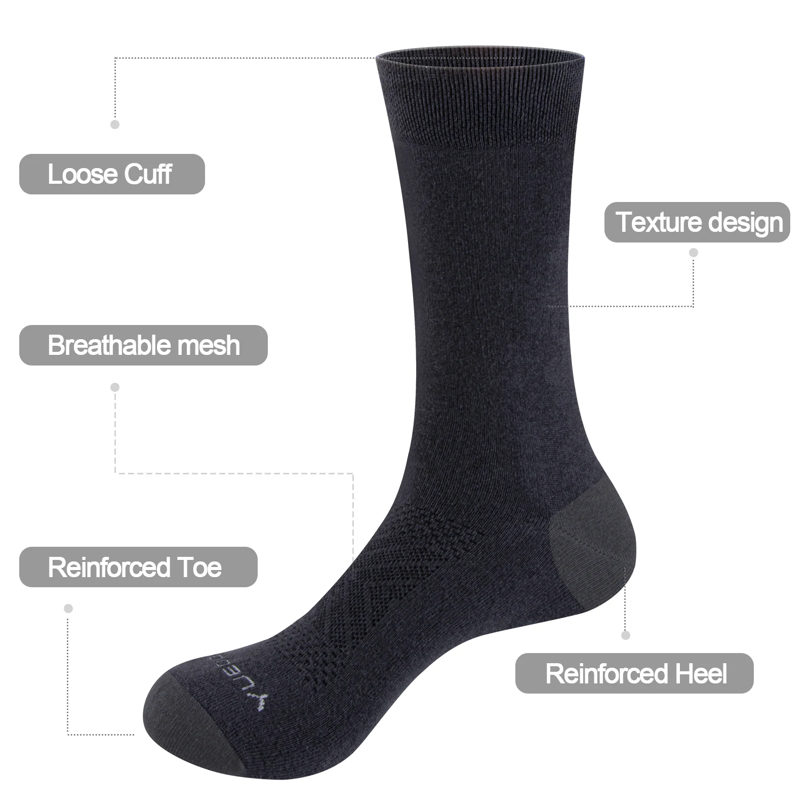 YUEDGE Brand 5 Pairs Summer Comfort Combed Cotton Casual Formal Business Everyday Plain Thin Men Socks For Size 37-46 EU