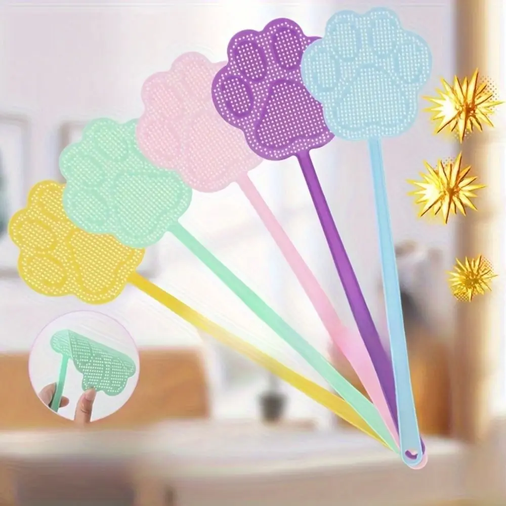 

5pcs Beat Mosquito Killer Plastic Thickened Fly Swatter Cartoon Manual Fly-Killing Swatter Long Handle Cute Flies-Racket Home