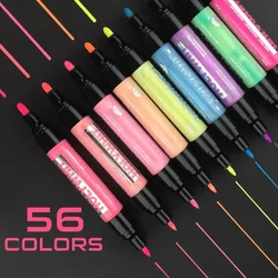 56-color Double-headed Acrylic Marker Water-based Fluorescent Acrylic Pen DIY Creative Graffiti Strong Coverage Marker Pen
