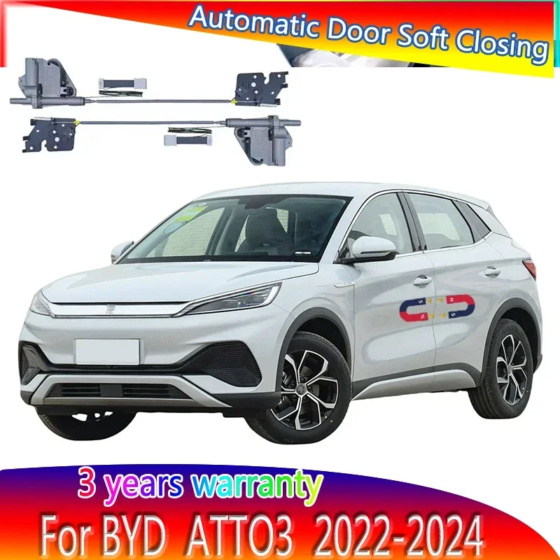 4pcs Car Soft Close Door Latch Pass Lock Actuator Electric Absorption Suction Silence Closer For BYD ATTO3 2022-2024 Car Styling