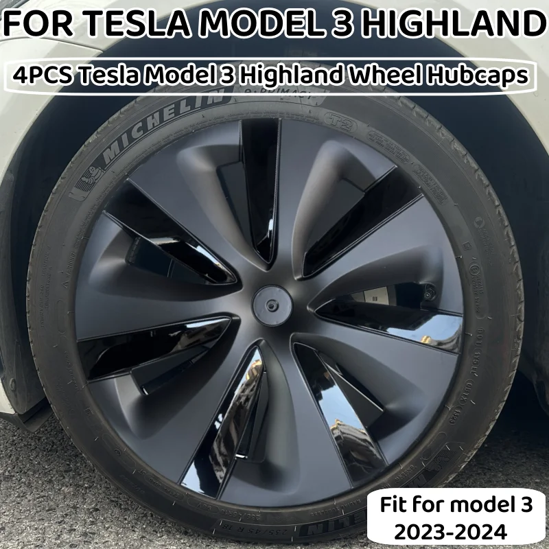 

4PCS HubCap 18 Inch Performance Replacement Wheel Cap Automobile Full Rim Cover Accessories for Tesla Model 3 Highland 2024