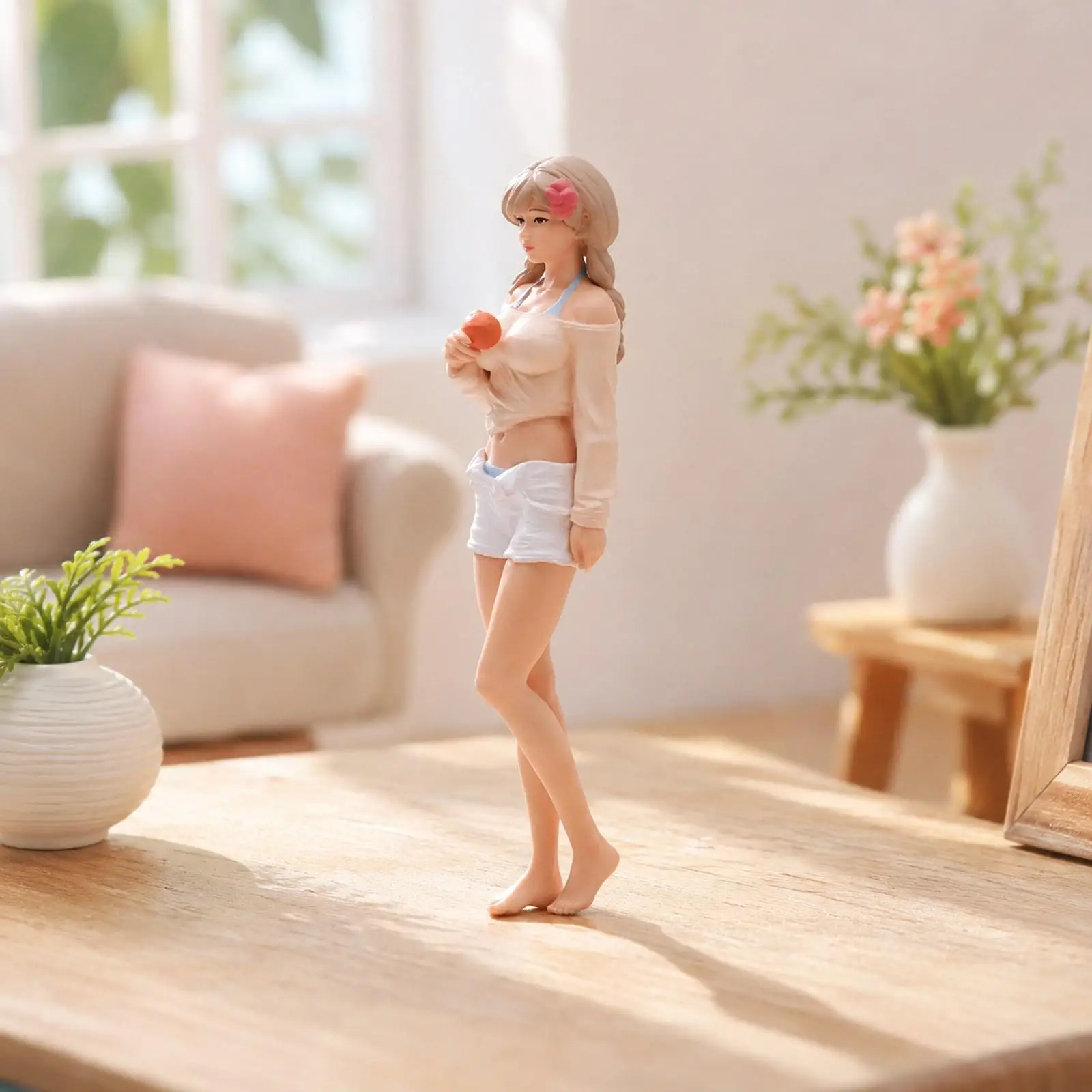 

1:18 Girl Figure Miniature Scenes Collections Resin Layout Movie Props Decor