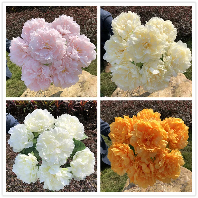 7 Heads Peony Bunches Artificial Flowers For Flower Wedding Arrangement Hotel Props Row Modeling Decoration Home Decoration