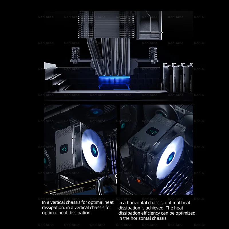 Deepcool AG500 Display digital CPU Enfriador de 120 mm PWM ARGB CPU Ventilador de enfriamiento 5 Tubos de calor Radiador para LGA1700 115X 1200 AM4 AM5