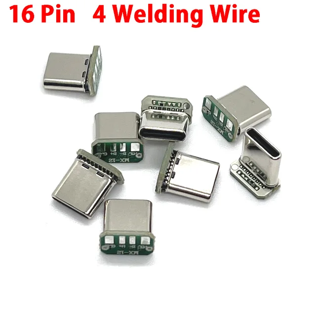 USB 3.1 Typ C Pionowa płytka krosowa 16pin 4 Drut spawalniczy Pasmo danych PCB Płytka USB Głowica męska 16P Złącze USB C