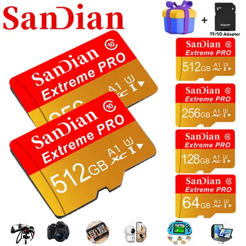 512GB 256GB 64GB 32GB Memory Card Ultra Micro TF SD Card A2 SD Cards TF Cards High Performance for E-Reader/GPS/CCTV/Desktop/Gam
