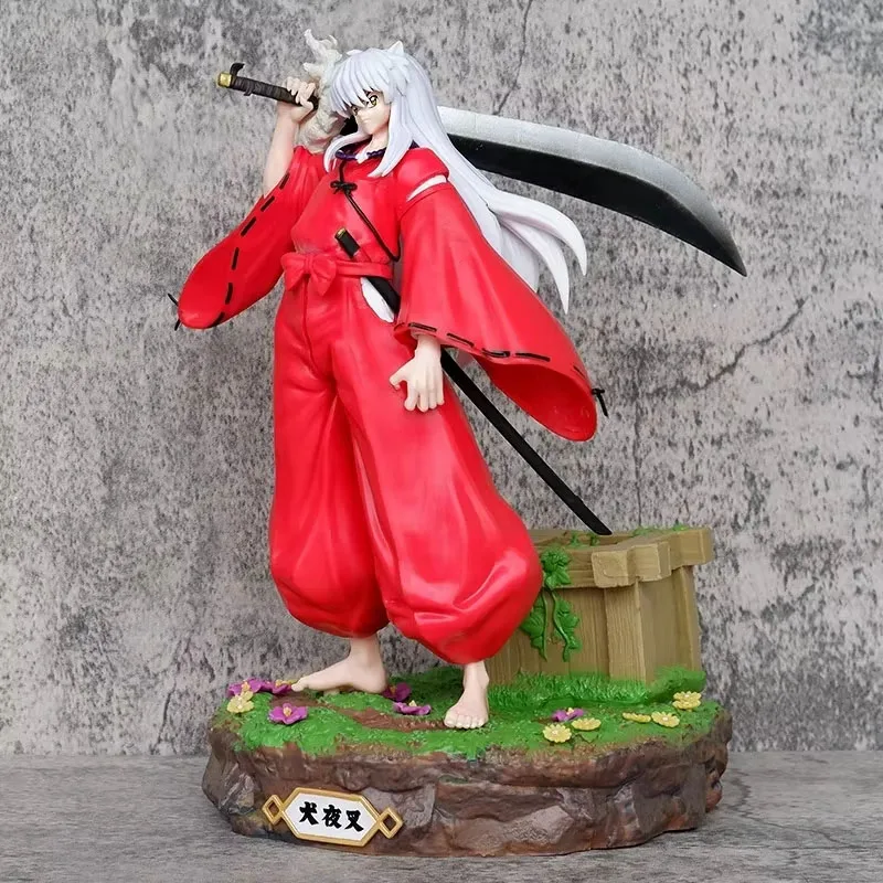 26.5cm Inuyasha Action Figure Standing Scene Statue Model Anime Peripherals PVC Figurine Children's Toys Gifts Dolls Ornaments