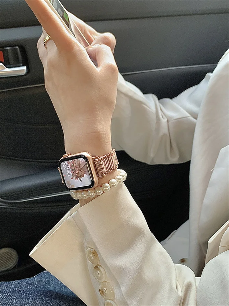 Cinturino elastico in nylon sottile carino coreano per cinturino Apple Watch 49mm 41 45mm 40 44mm 38 42 per iwatch Series 8 7 SE 6 5 Correa Band